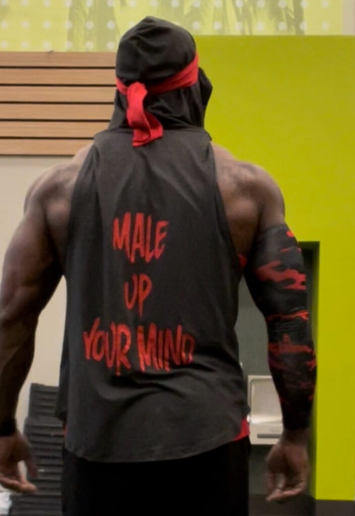 muscle man wearing aleph sleeveless t-shirt